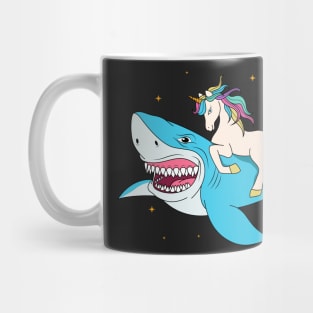 Unicorn Riding Shark Mug